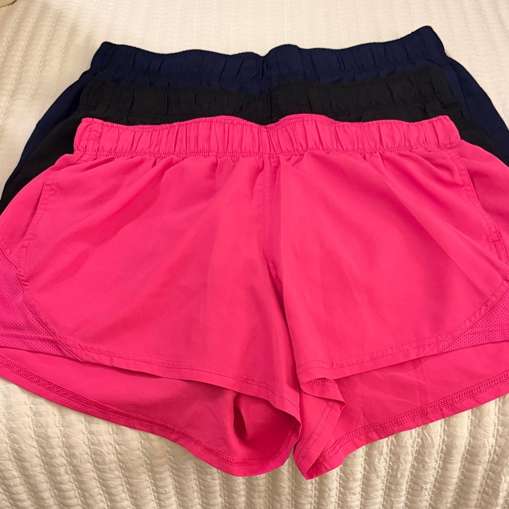 Athletic Works Women's. Set of Three!
Hot Pink, Black & Navy Athletic Shorts.